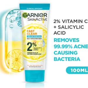 Garnier Fast Clear Facewash For Acne Prone Skin 100ml